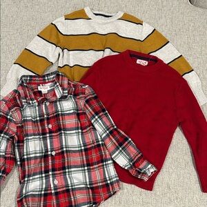 Stylish Kids Plaid Shirt and Knit Sweater Set